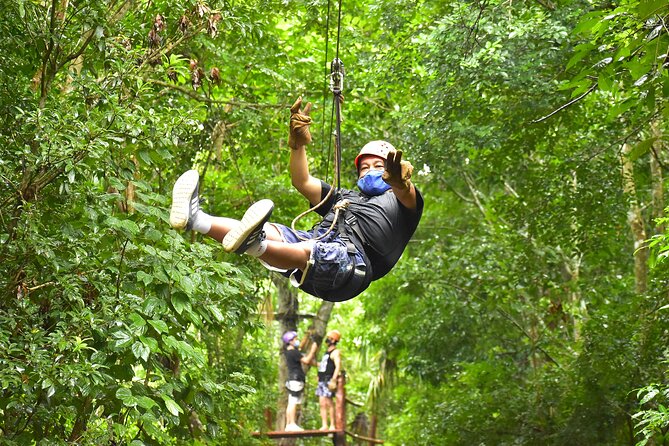 ATV Combo Horseback Riding, ATV, Ziplines, Cenote and Lunch - Starting above the trees on the zipline circuit