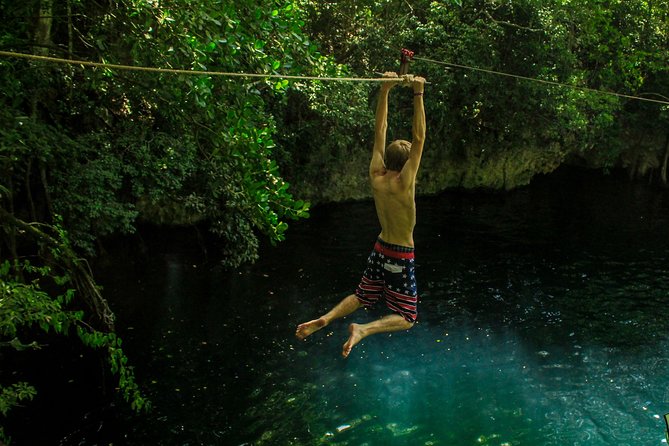 ATV, Ziplines & Cenote with Transportation - Cooling off in the freshwater cenote