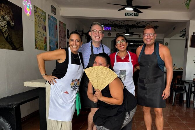 Authentic Beachfront Mexican Cooking Class Cafe Jaguar Costa Maya - Building tacos al pastor at the comal
