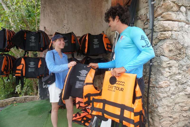 Bacalar: 3-hr Pontoon Boat Tour with Beach Club + Kayaks - The Pirate Canal is the main swimming stop