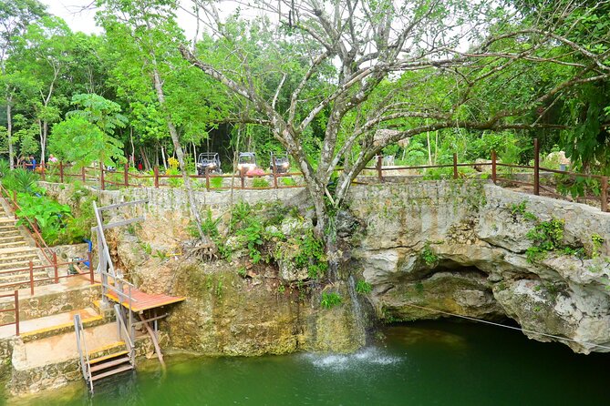 Cancun ATV Tour with Zipline, Cenote & Transportation - Three ziplines above the trees