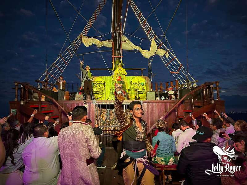 Cancún: Jolly Roger Pirate Dinner Cruise 2025 - Boarding at Punta Sam and meeting the pirates