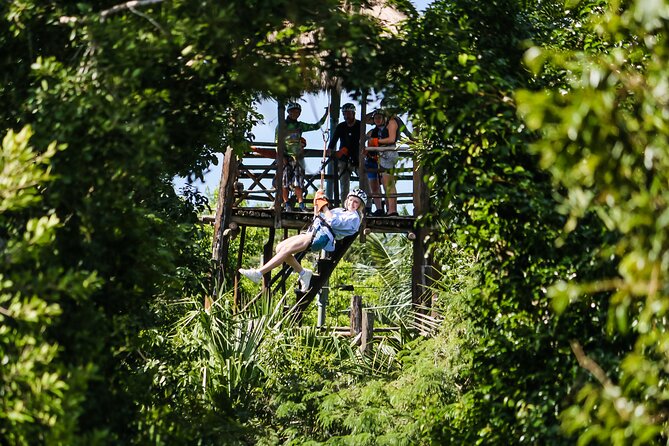 Cozumel ATV Jungle Adventure and Snorkeling with Lunch - Three zip lines with stairs between runs