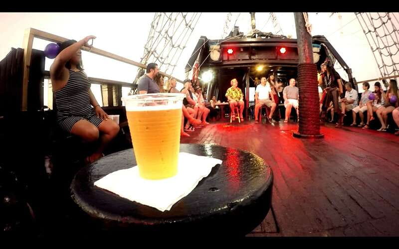 Cozumel: Pirate Ship Cruise with Open Bar, Dinner, and Show - Dinner with lobster, steak, and a changing dining room