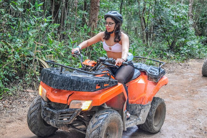 Drive an Atv shared, swim in a Cenote and ziplines in the Cancun - Short ziplines with a friendly safety setup