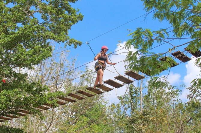 Family ATV Cenote Five Zip Lines Photos Taco Lunch Tequila Taste - Riding the ATVs through the jungle
