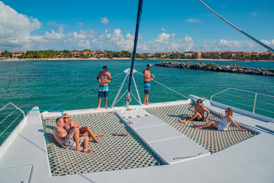 From Puerto Aventuras: Share Catamaran Tour - Sailing out of Puerto Aventuras on a 65-foot catamaran