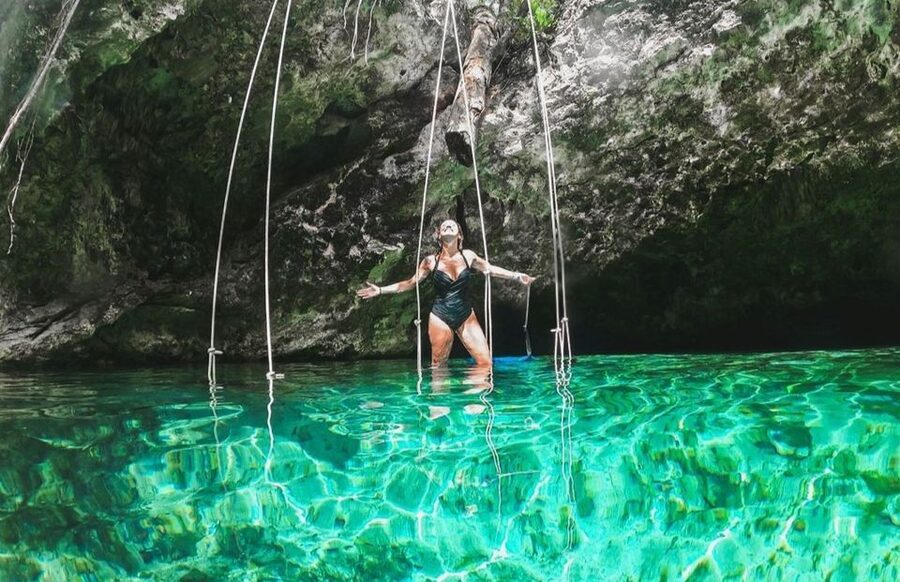 From Riviera Maya: Tulum, Cenote, & Akumal Turtle Swim Trip - Cooling off at Cenote Mariposa