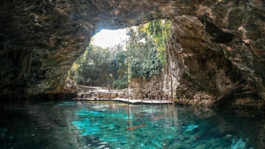 From Tulum: Tulum, Cenote and Turtle Swim Tour at Akumal - Swimming at Canamayte’s Mariposa Cenote