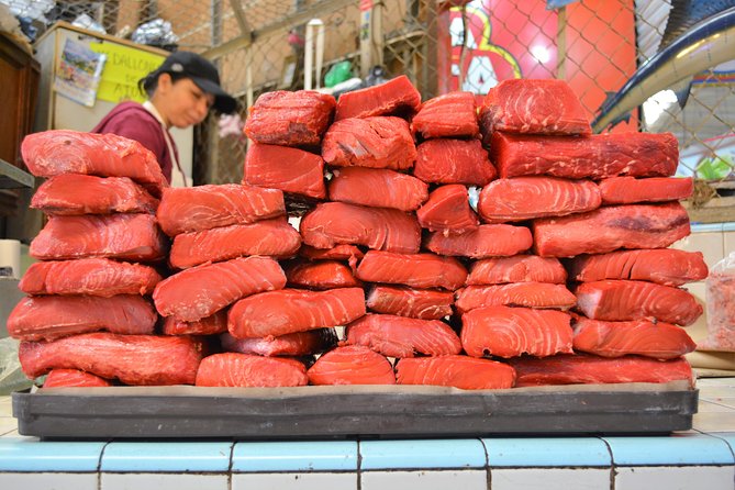 Mercado walking food tour - Entering the market through fruit, chiles, and cheese