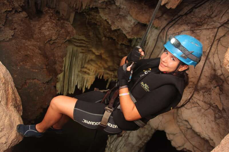 Rio Secreto Nature Reserve: Bicycle, Rappel & Ziplines Tour - Rappel into Xibalbá