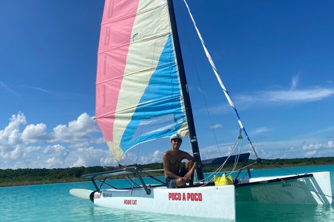 Sail away! Hobie Cat Tour Bacalar - Sailing toward Bacalar’s famous seven colors