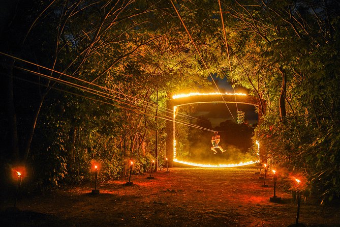 Xplor Fuego with Buffet Style Dinner and transportation - Ziplining through fire-lit jungle